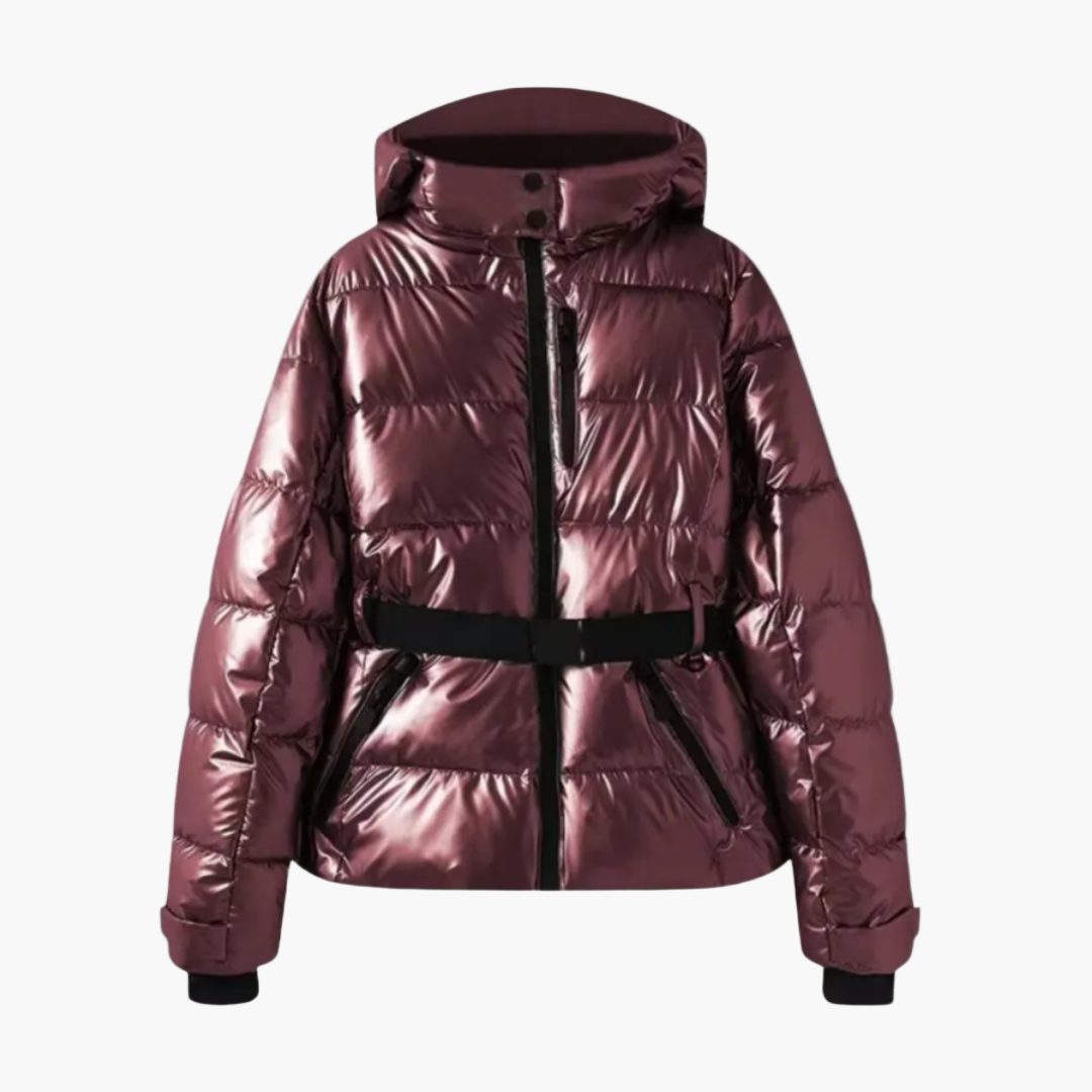 Women's Quilted Jacket with Hood & Belt