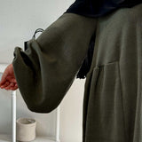 Zamharir Winter Abaya Dark Green