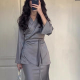 Effortless Elegance Two-Piece Modest Maxi Set Grey