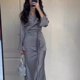 Effortless Elegance Two-Piece Modest Maxi Set Grey