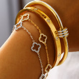 Serena | 18K Floral Crystal Gold Plated Bracelet