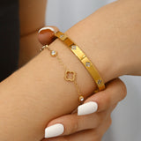 Ayla | 18K Flower Charm Gold Plated Bangle Set