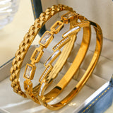 Andrea | 18K Modern Link Gold Plated Bangle Set