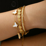 Flora | 18K Floral Butterfly Gold Plated Bangle Set