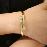 Rhianna | 18K Double Pave Gold Plated Bangle