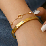Ayla | 18K Flower Charm Gold Plated Bangle Set