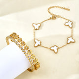 Flora | 18K Floral Butterfly Gold Plated Bangle Set