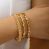 Andrea | 18K Modern Link Gold Plated Bangle Set