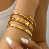 Aurelia | 18K Lucky Flower Gold-Plated Bangle Set