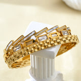Andrea | 18K Modern Link Gold Plated Bangle Set