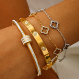 Serena | 18K Floral Crystal Gold Plated Bracelet