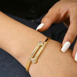 Rhianna | 18K Double Pave Gold Plated Bangle