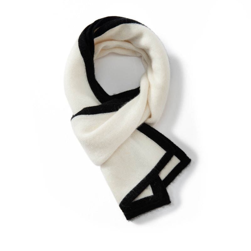 Short Ribbed Colorblock Cashmere Scarf