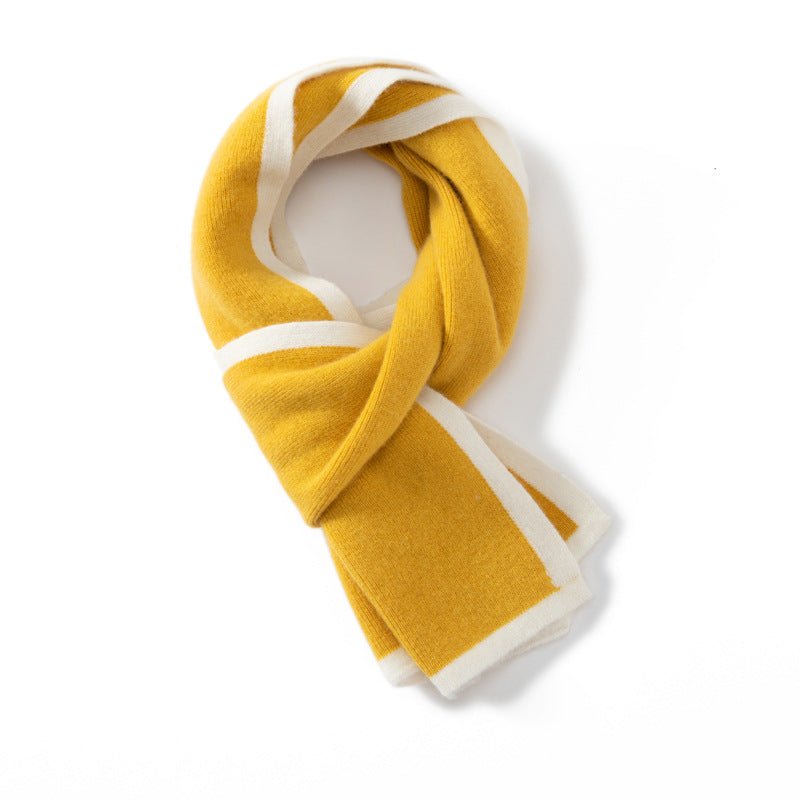 Short Ribbed Colorblock Cashmere Scarf