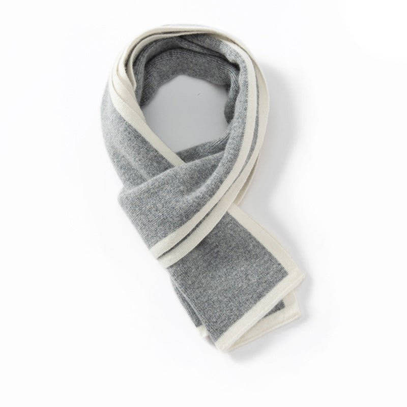 Short Ribbed Colorblock Cashmere Scarf