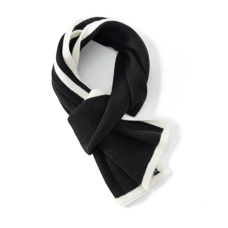Short Ribbed Colorblock Cashmere Scarf