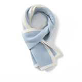 Short Ribbed Colorblock Cashmere Scarf